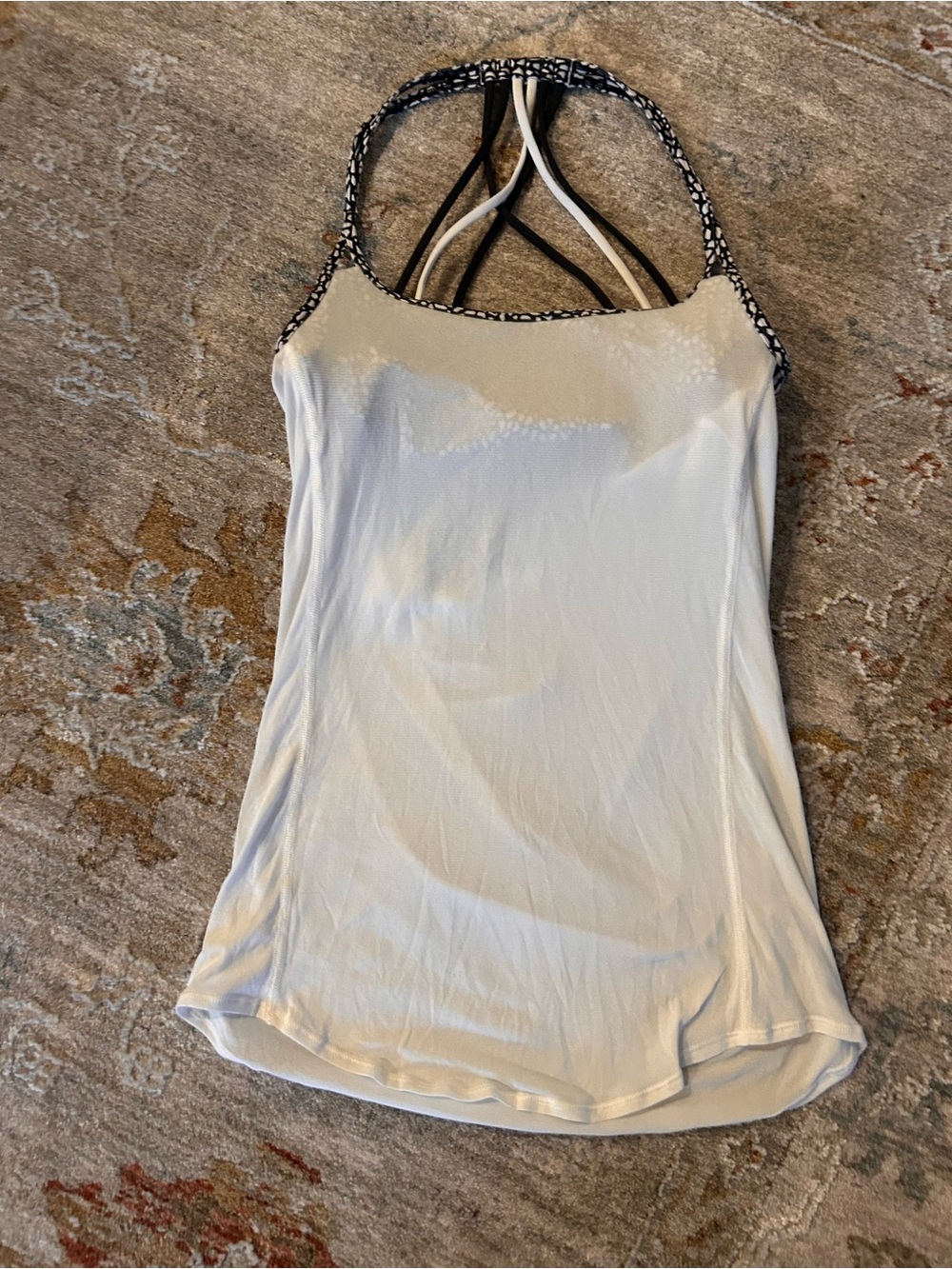 lululemon athletica white tank with black patterned straps Great condition XS
